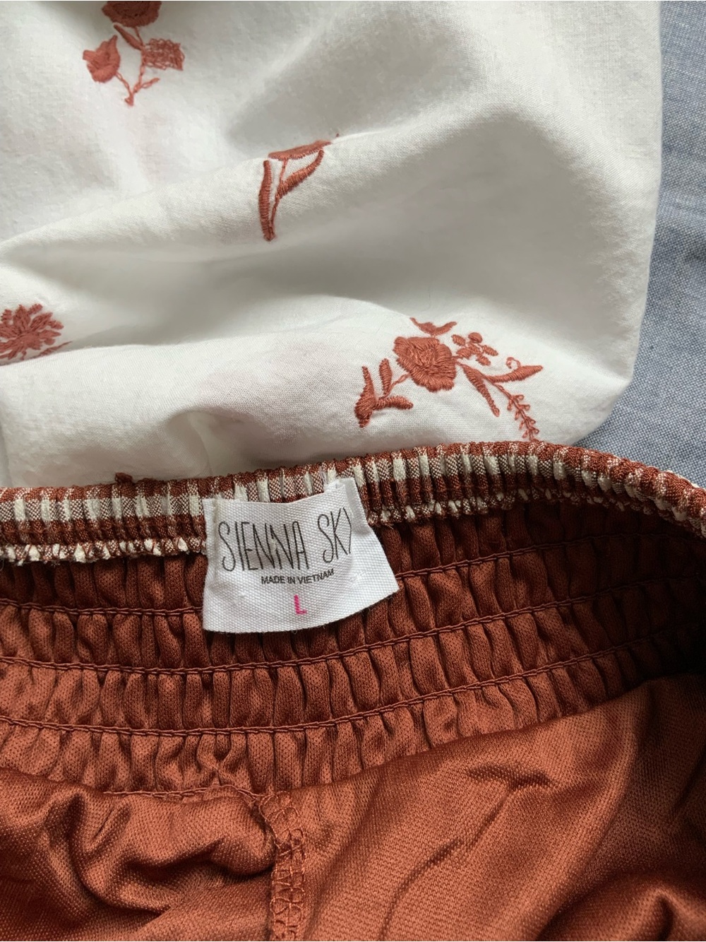 Sienna Sky Brown Gingham Tiered Smocked Mini Skort Skirt - Picture 7 of 7